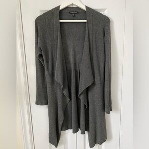 Eileen Fisher Open Front Cardigan Fitted Sleeves Soft Grey Size Petite Small